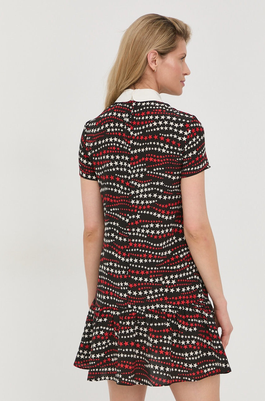 Red Valentino Копринена рокля в черно къс модел със стандартна кройка - Pepit.bg