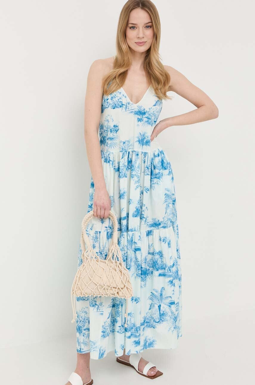 Red Valentino Памучна рокля в синьо дълъг модел разкроен модел - Pepit.bg