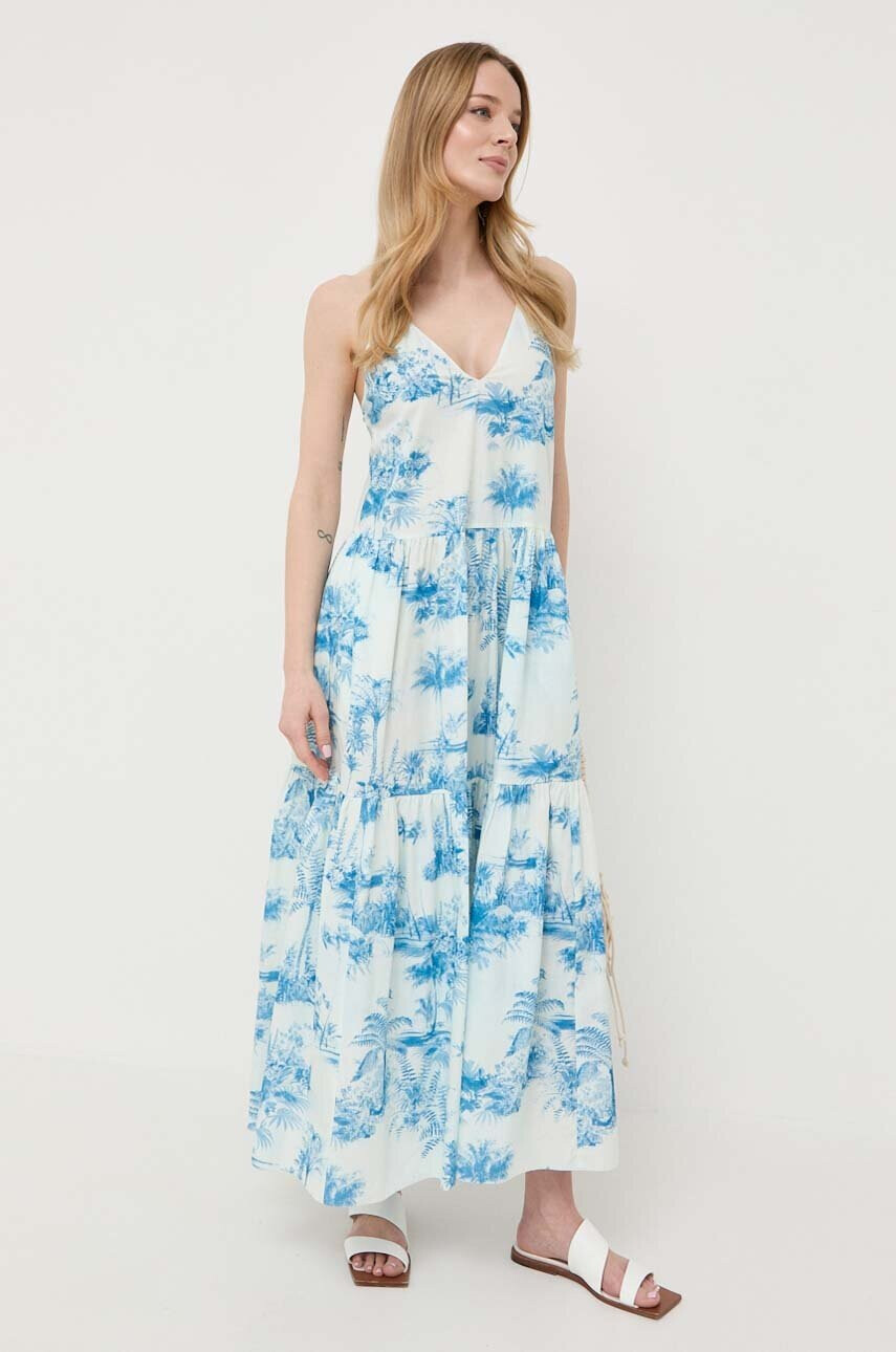 Red Valentino Памучна рокля в синьо дълъг модел разкроен модел - Pepit.bg