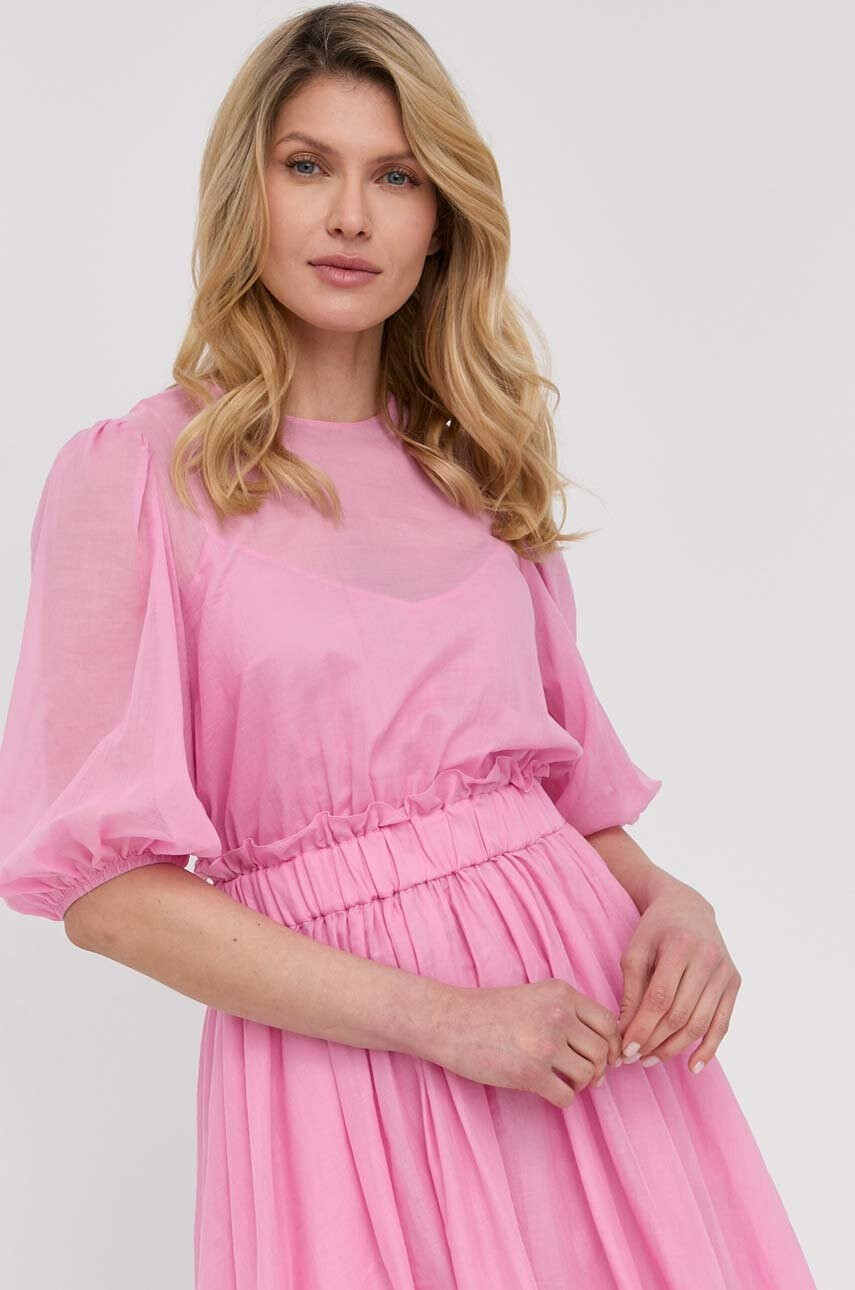 Red Valentino Памучна рокля в лилаво къс модел разкроен модел - Pepit.bg