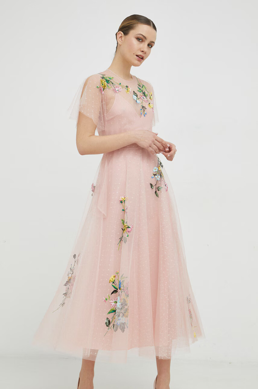 Red Valentino Рокля в розово дълъг модел разкроен модел - Pepit.bg