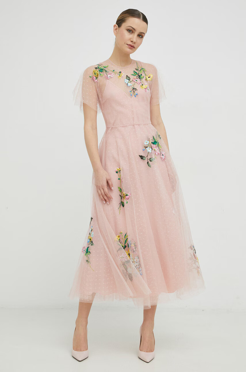 Red Valentino Рокля в розово дълъг модел разкроен модел - Pepit.bg