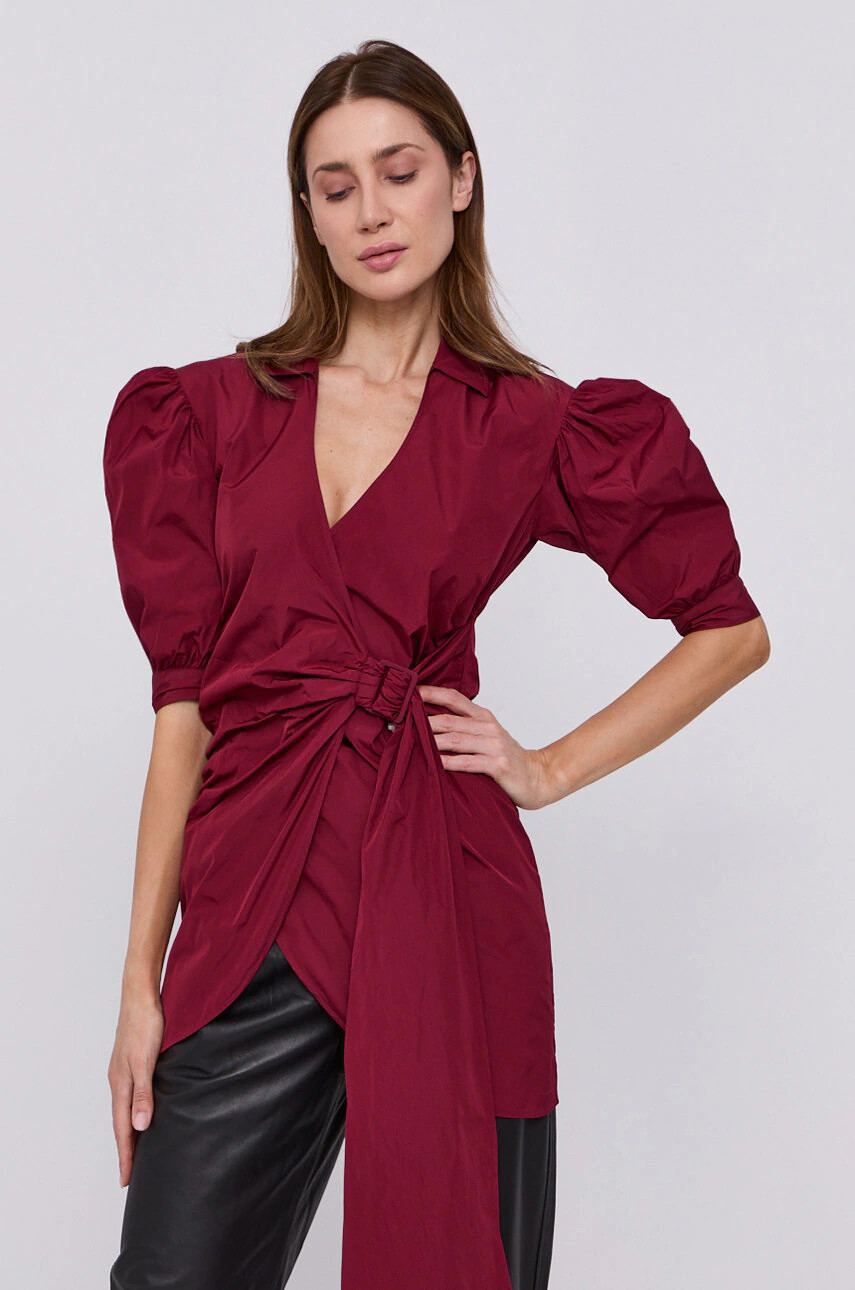 Red Valentino Рокля в бордо къс модел със стандартна кройка - Pepit.bg