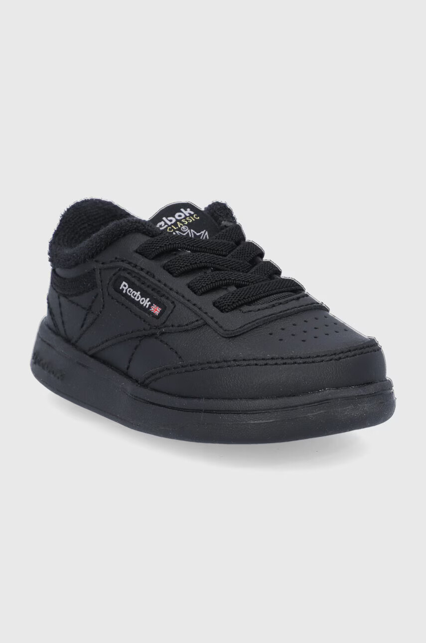 Reebok Classic Детски кожени обувки Club C FZ2096 в черно - Pepit.bg