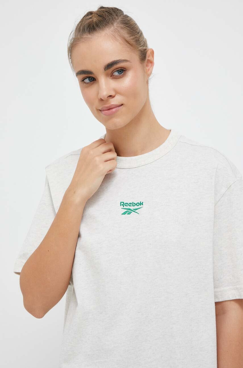 Reebok Classic Памучна тениска в сиво меланж на - Pepit.bg