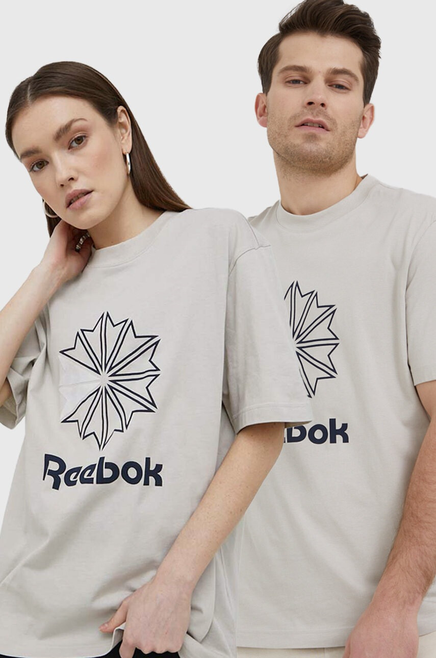 Reebok Classic Памучна тениска HD4016 в сиво с принт - Pepit.bg
