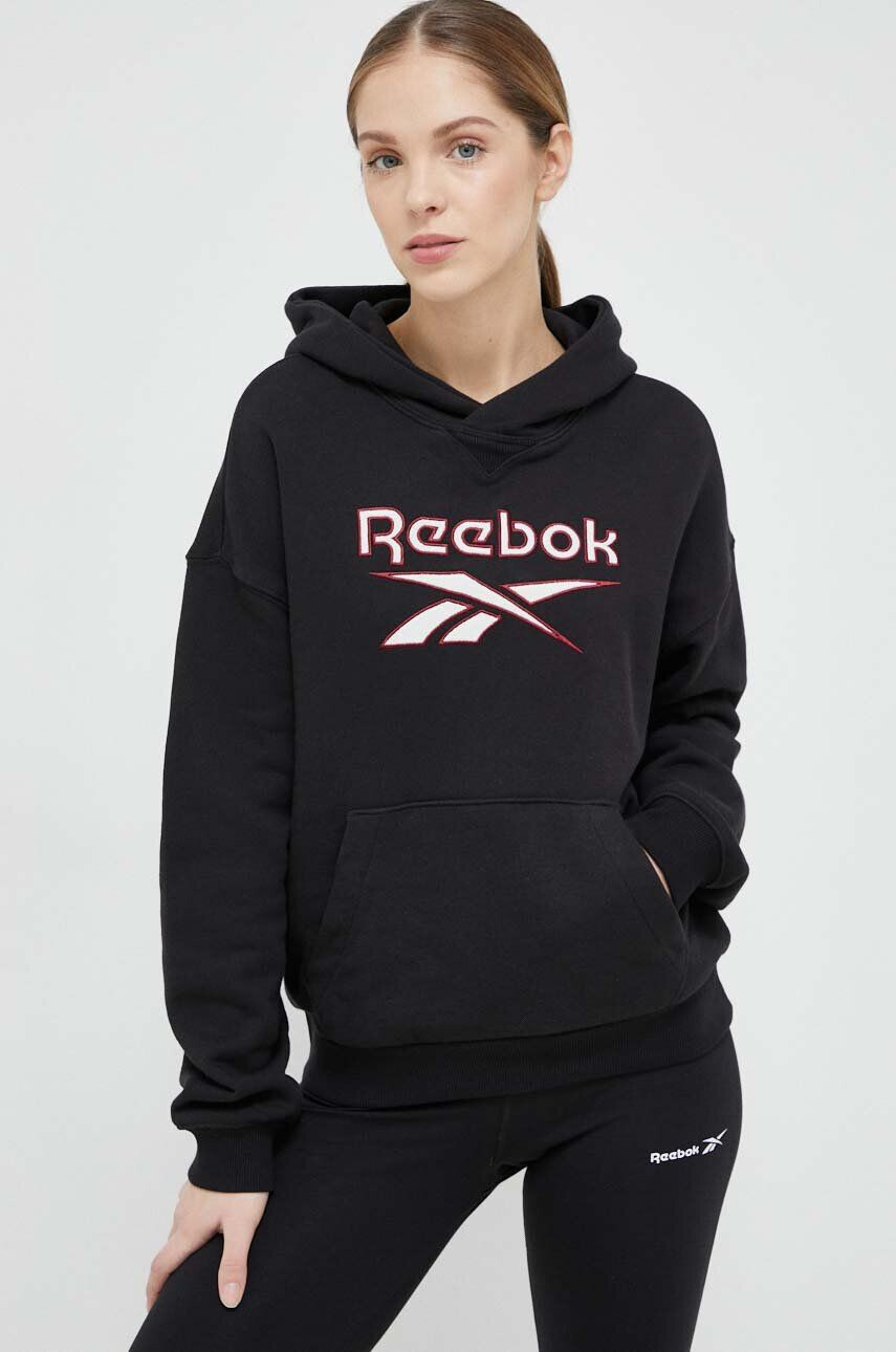 Reebok Classic Суичър в черно с качулка с принт - Pepit.bg