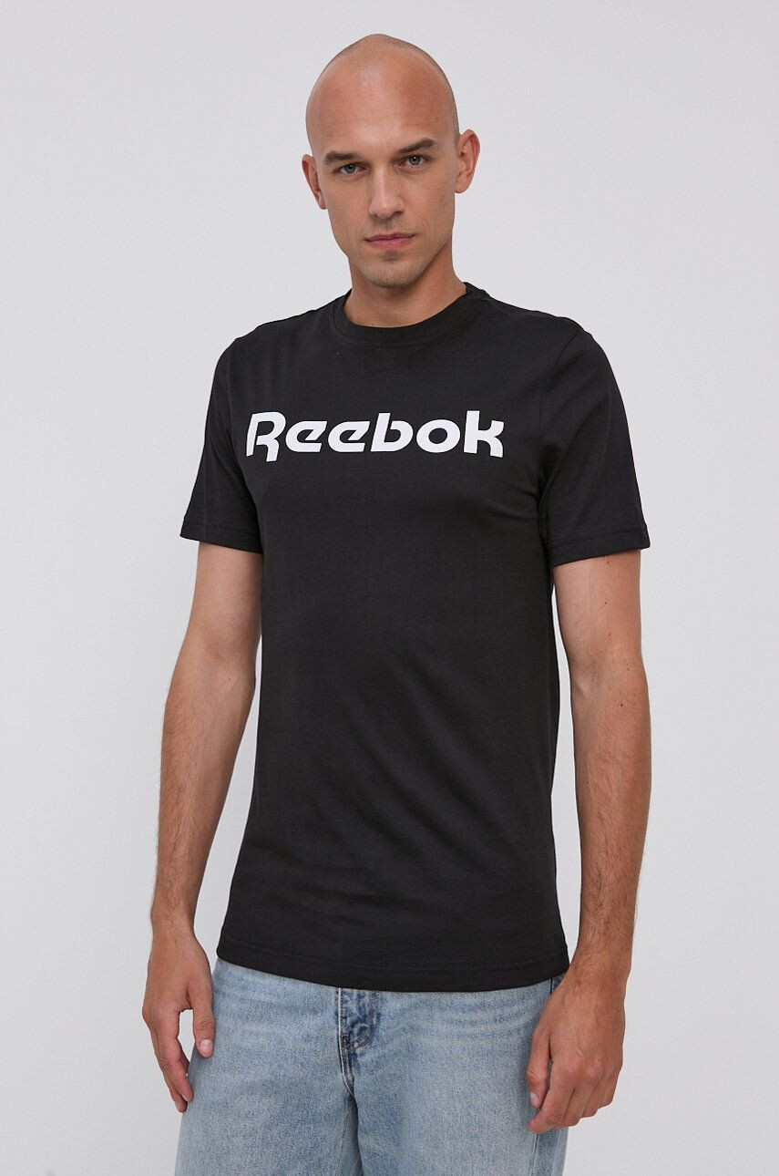 Reebok Памучна тениска Street GJ0136 в черно с принт - Pepit.bg