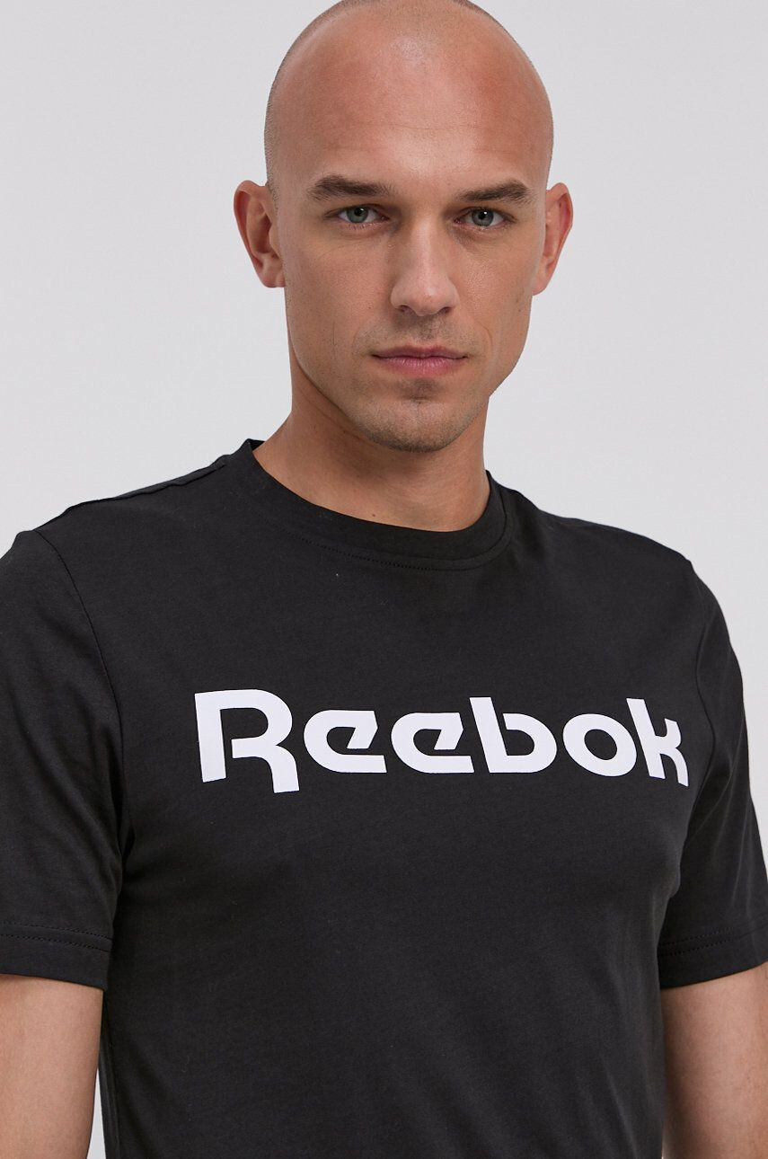 Reebok Памучна тениска Street GJ0136 в черно с принт - Pepit.bg