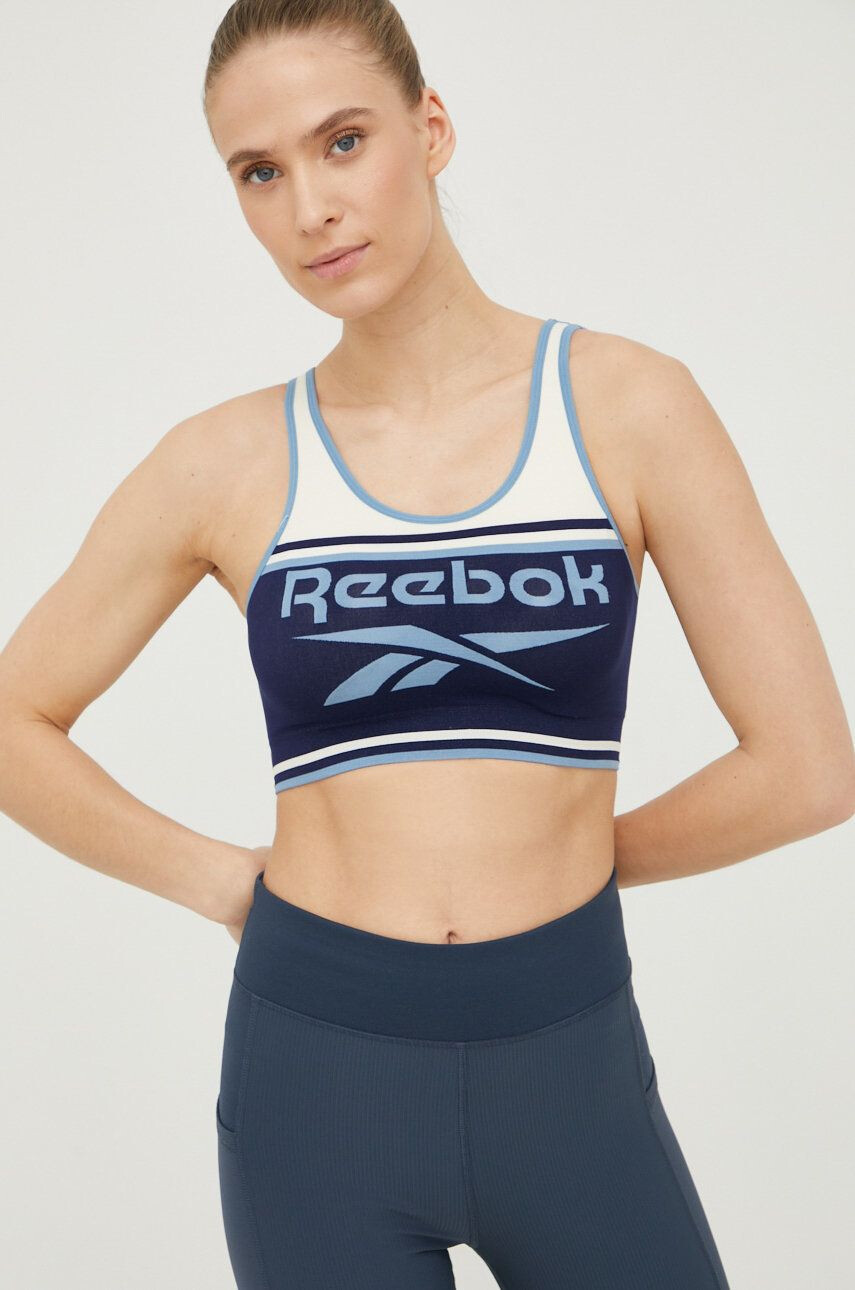 Reebok Спортен сутиен Kerys в тъмносиньо с десен - Pepit.bg