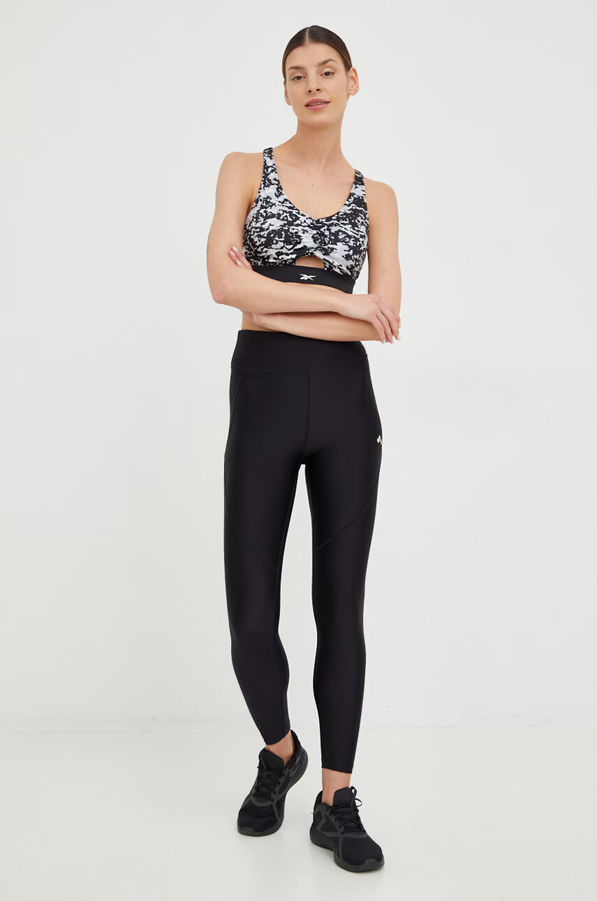 Reebok Спортен сутиен Modern Safari в черно с десен - Pepit.bg