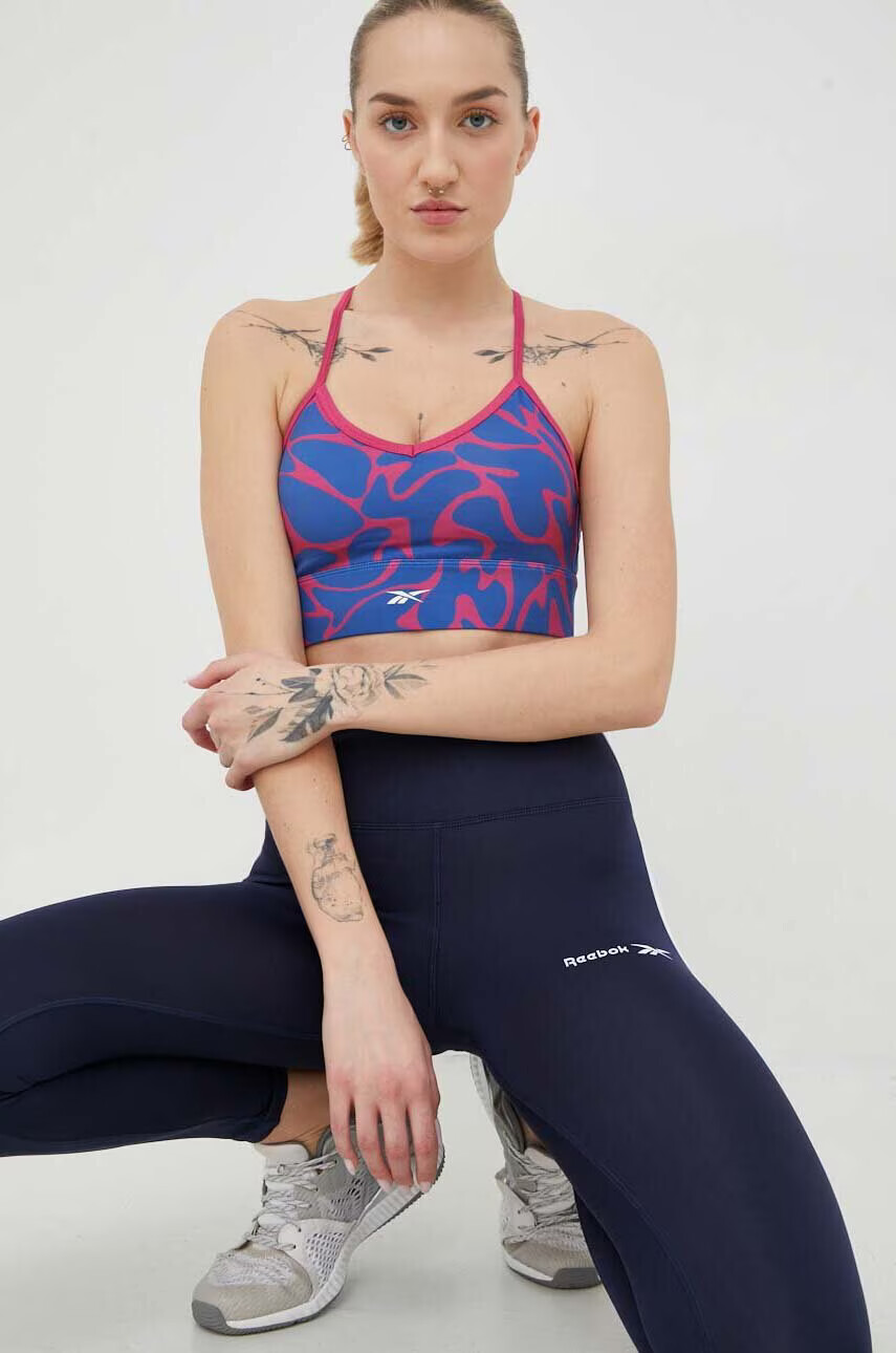 Reebok Спортен сутиен Workout Ready В синьо с десен - Pepit.bg