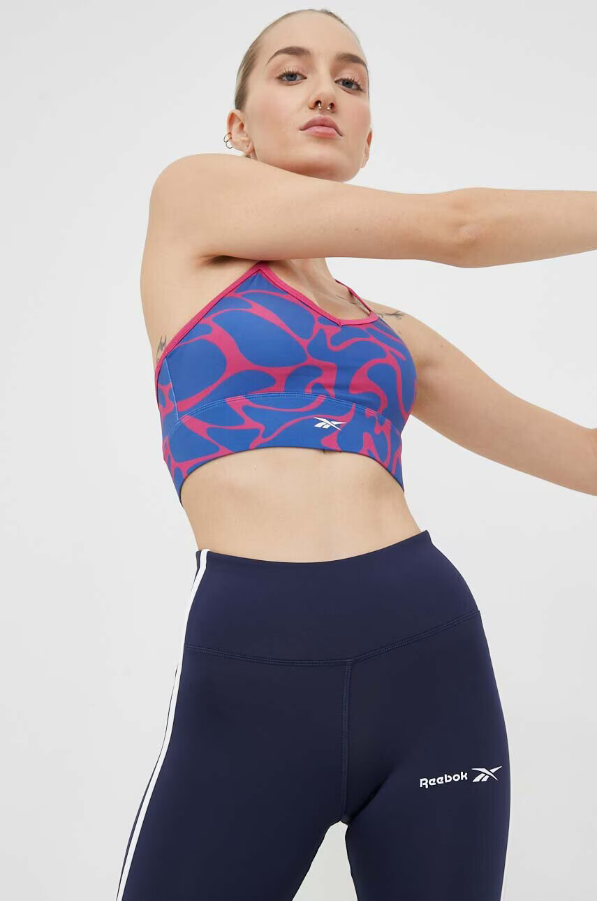 Reebok Спортен сутиен Workout Ready В синьо с десен - Pepit.bg