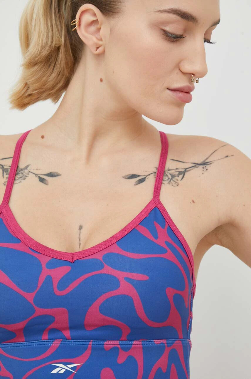 Reebok Спортен сутиен Workout Ready В синьо с десен - Pepit.bg