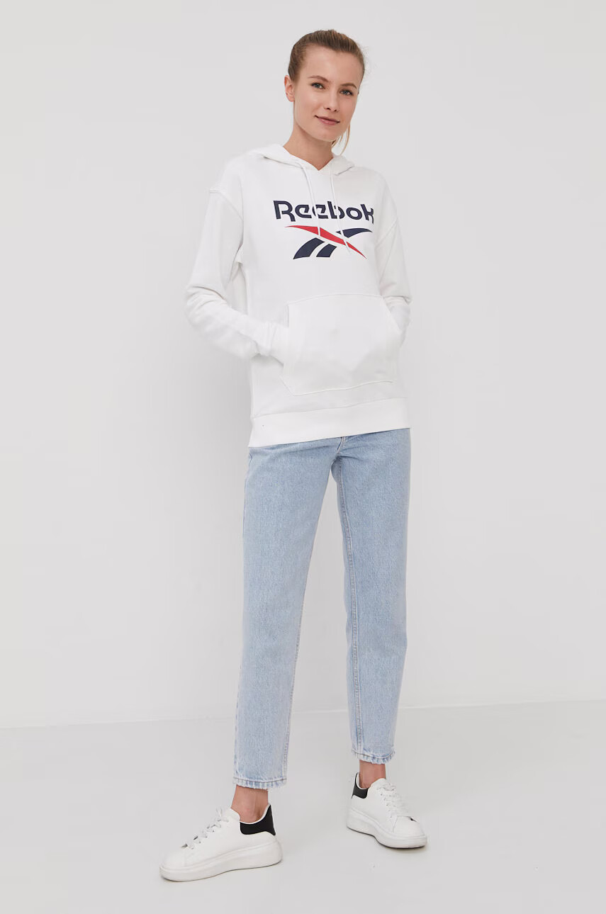 Reebok Суичър GI6700 дамски в бяло с принт - Pepit.bg