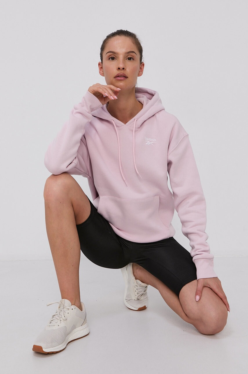 Reebok Суичър дамски в розово с изчистен дизайн - Pepit.bg