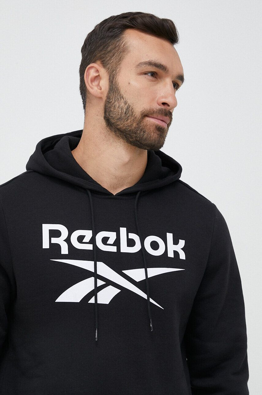 Reebok Суичър в черно с качулка с принт - Pepit.bg