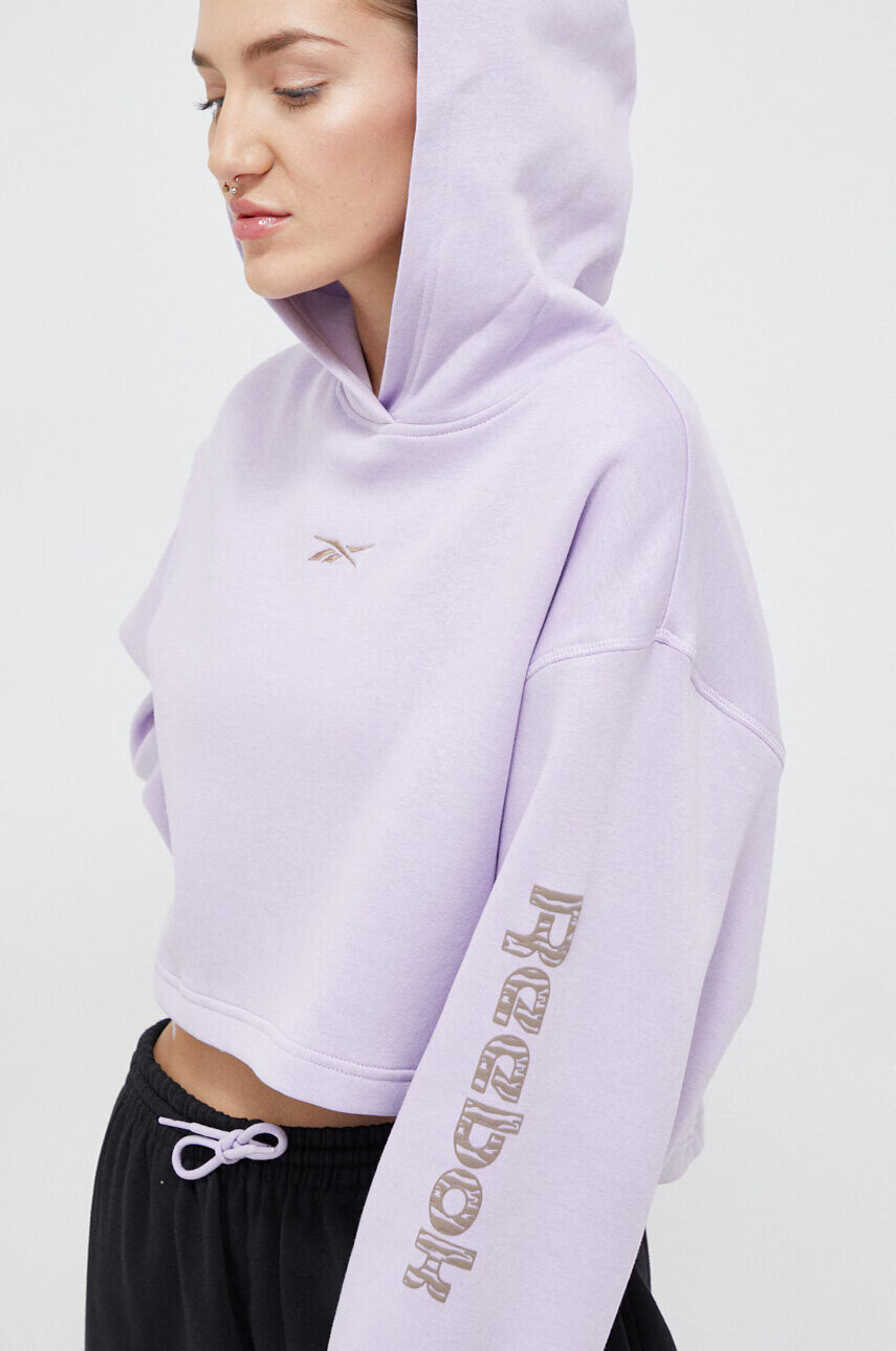Reebok Суичър в лилаво с качулка с принт - Pepit.bg