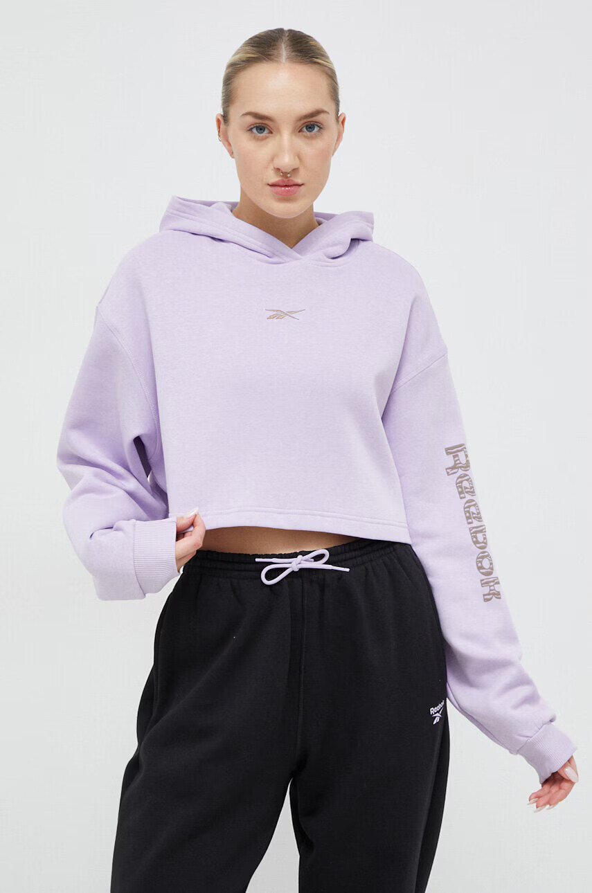 Reebok Суичър в лилаво с качулка с принт - Pepit.bg