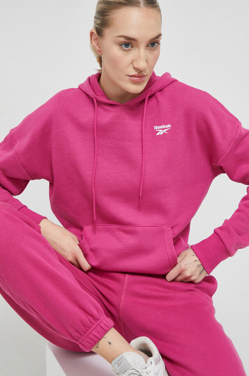 Reebok Суичър в розово с качулка с изчистен дизайн - Pepit.bg