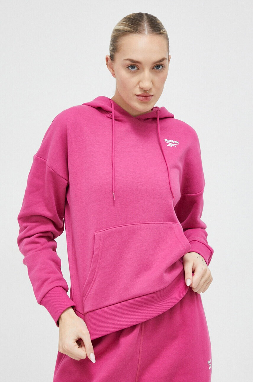 Reebok Суичър в розово с качулка с изчистен дизайн - Pepit.bg