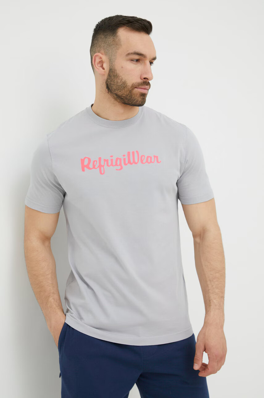 Refrigiwear Памучна тениска в сиво с принт - Pepit.bg