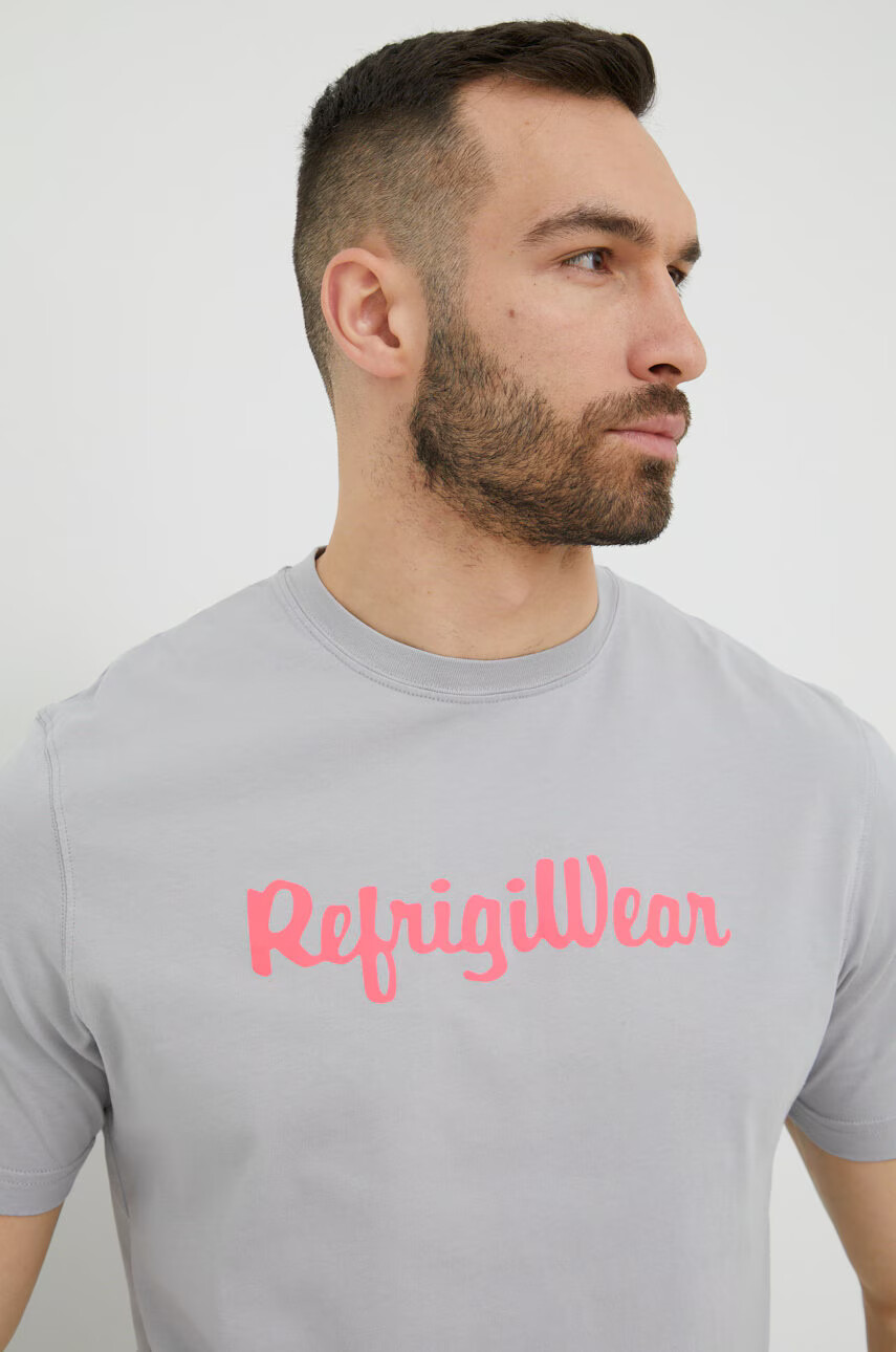 Refrigiwear Памучна тениска в сиво с принт - Pepit.bg