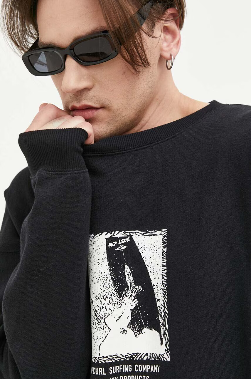 Rip Curl Памучен суичър в черно с принт - Pepit.bg