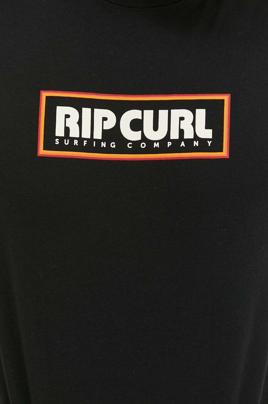 Rip Curl Памучна тениска в черно с принт - Pepit.bg