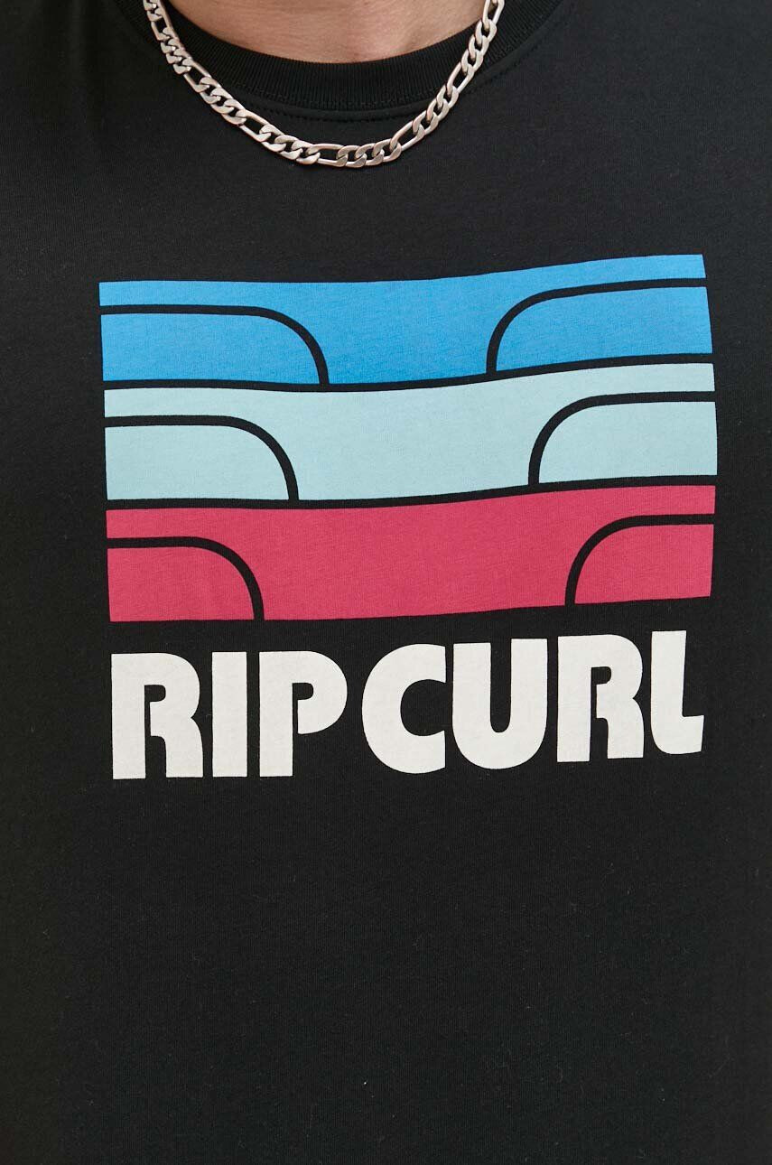 Rip Curl Памучна тениска в черно с принт - Pepit.bg