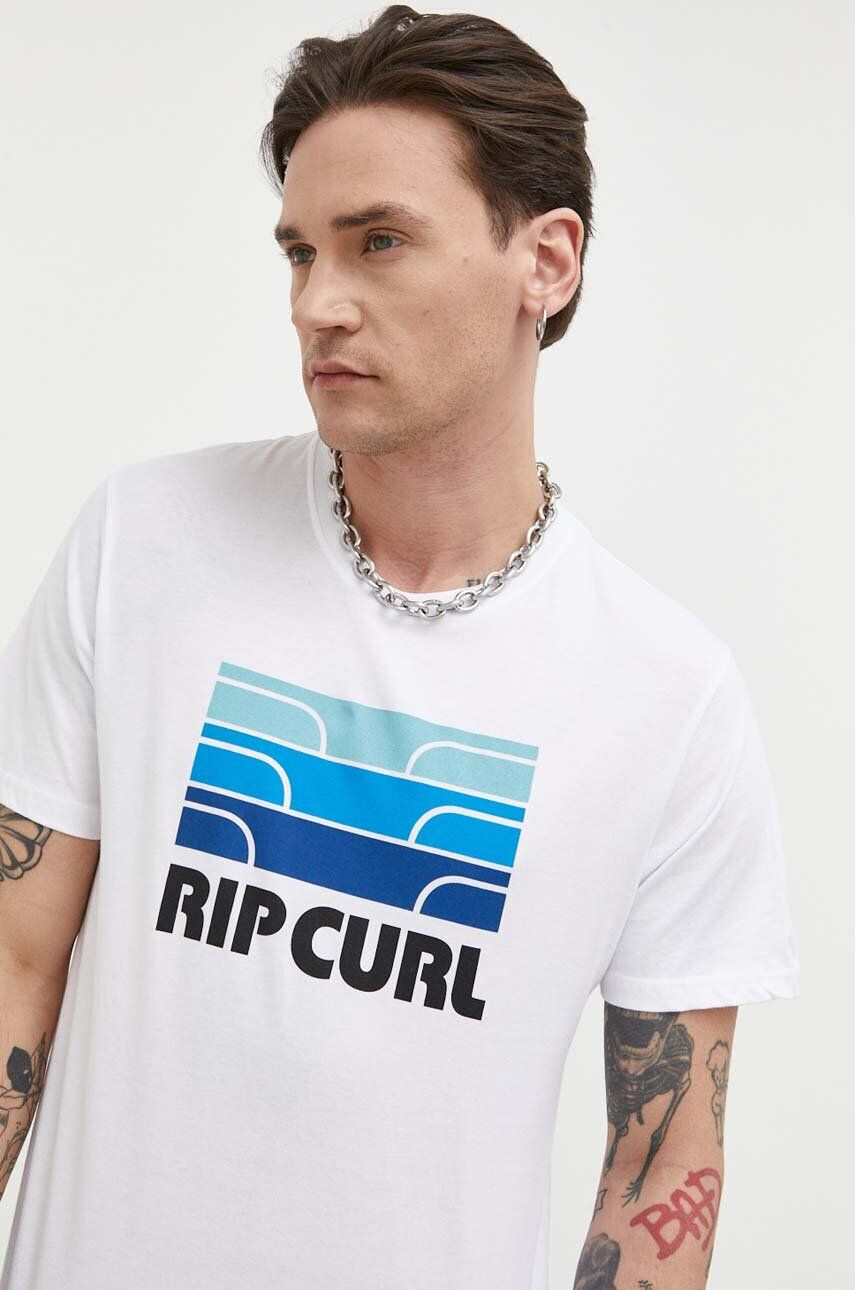 Rip Curl Памучна тениска в бяло с принт - Pepit.bg