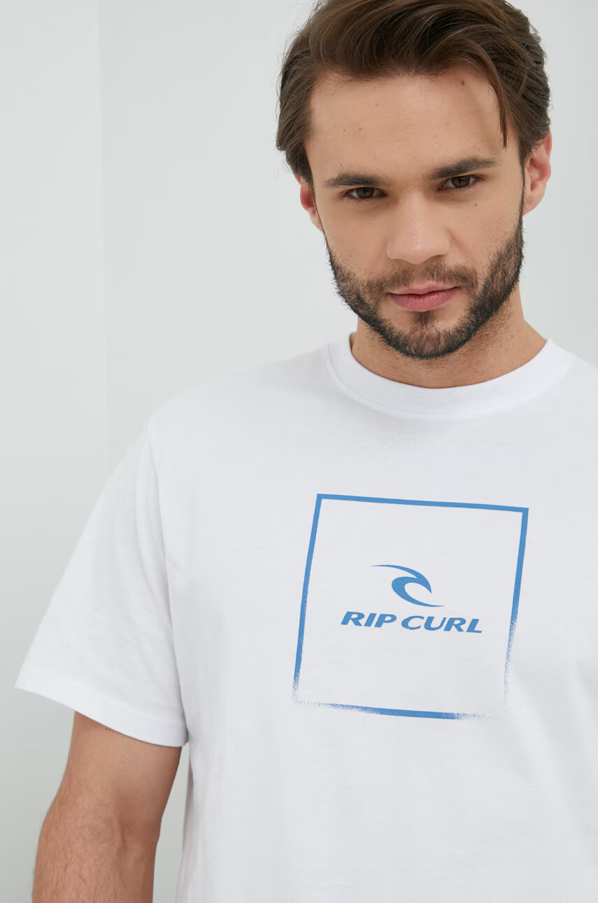 Rip Curl Памучна тениска Corp Icon Tee в бяло с принт - Pepit.bg