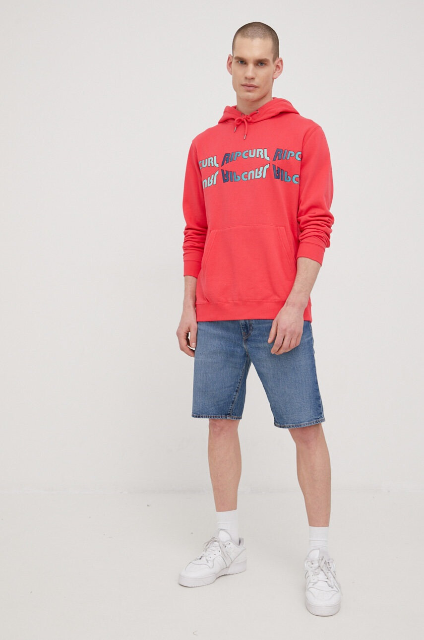 Rip Curl Суичър мъжка в оранжево с принт - Pepit.bg