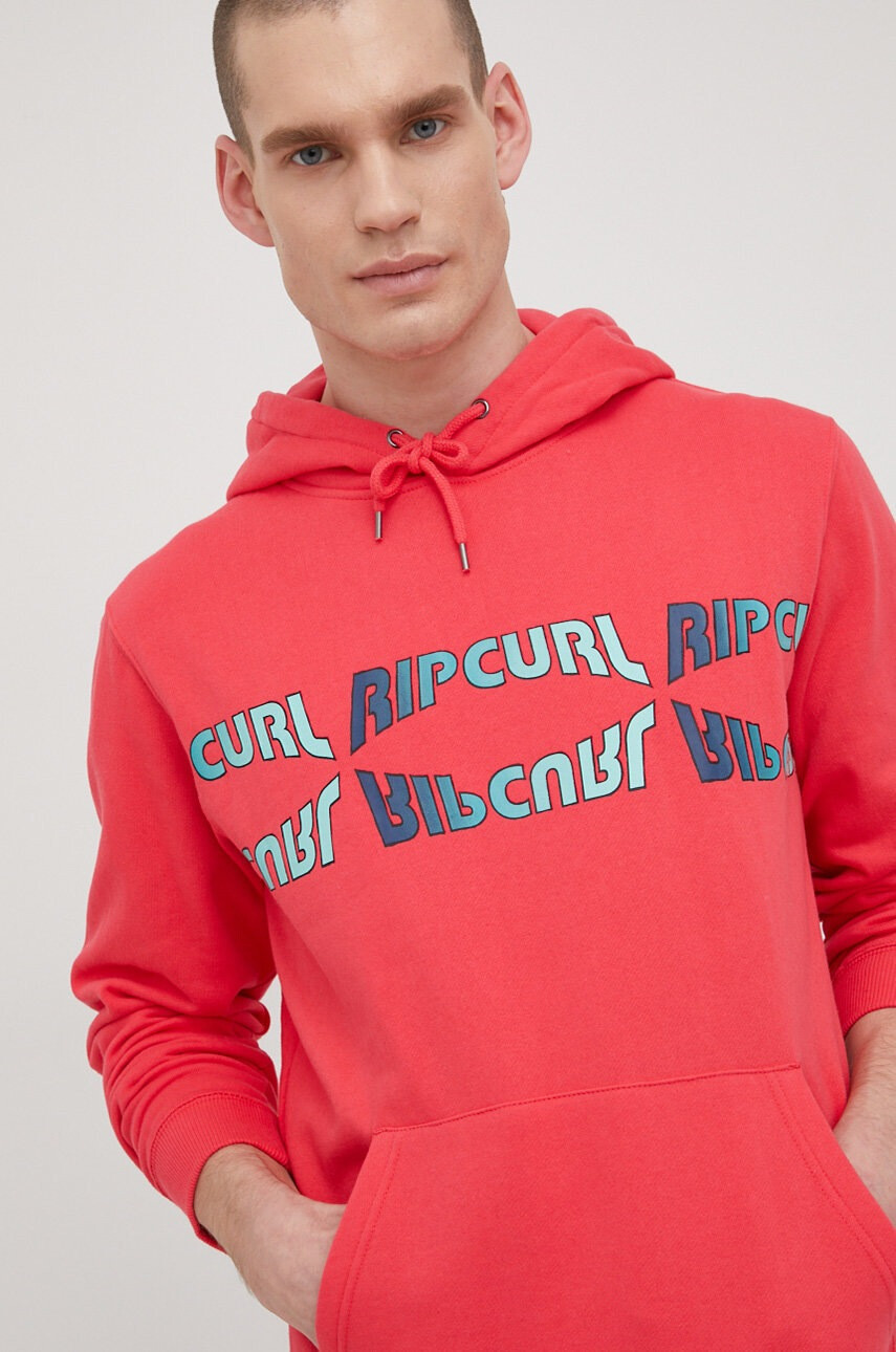 Rip Curl Суичър мъжка в оранжево с принт - Pepit.bg