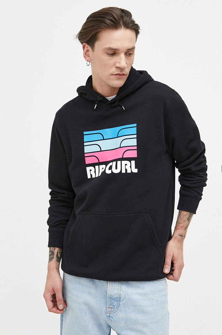 Rip Curl Суичър в черно с качулка с принт - Pepit.bg