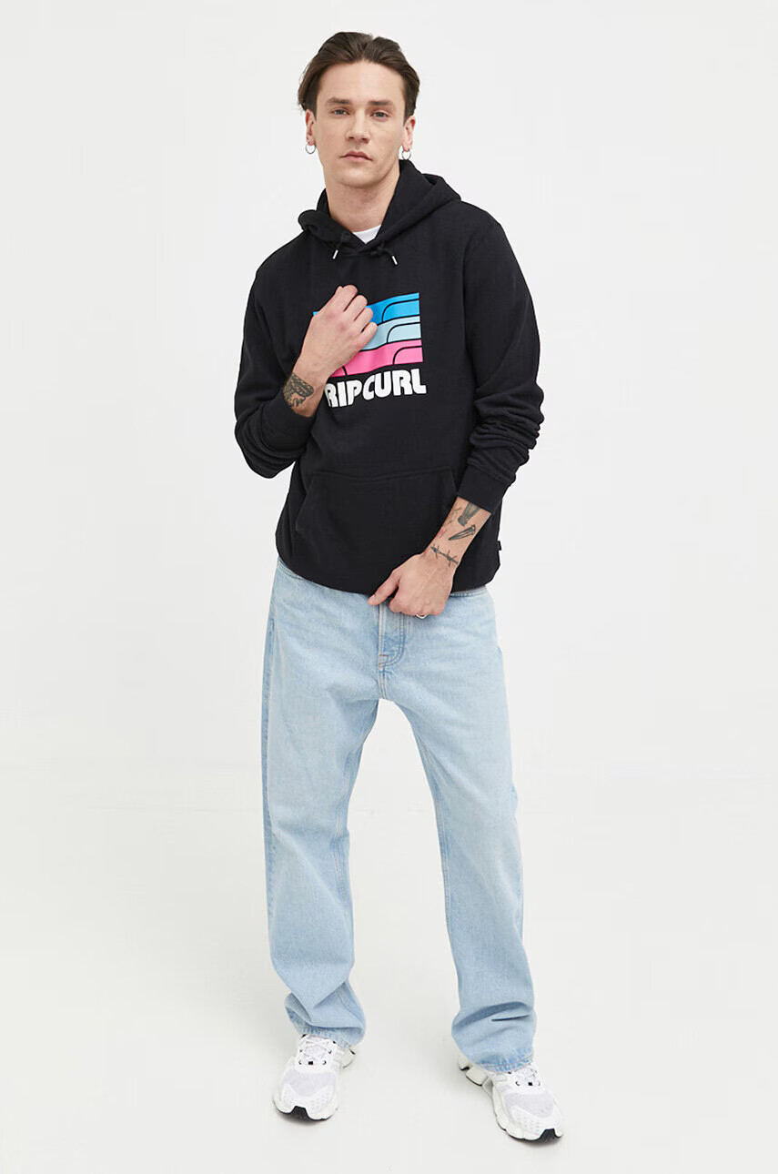 Rip Curl Суичър в черно с качулка с принт - Pepit.bg