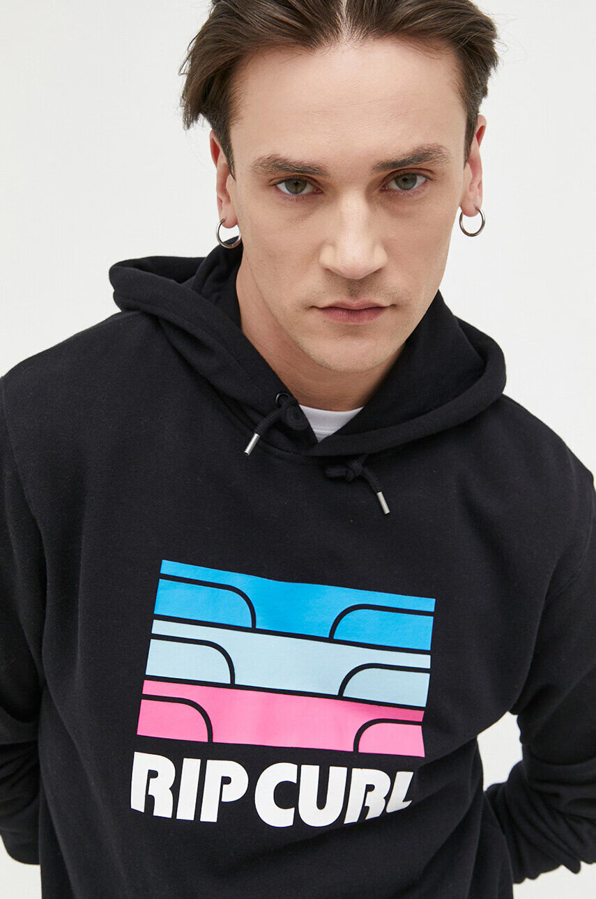 Rip Curl Суичър в черно с качулка с принт - Pepit.bg