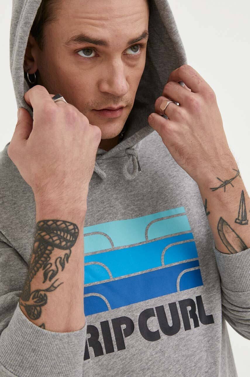 Rip Curl Суичър в сиво с качулка с принт - Pepit.bg