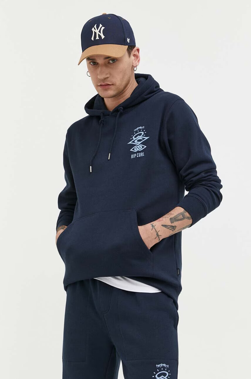 Rip Curl Суичър в тъмносиньо с качулка с принт - Pepit.bg