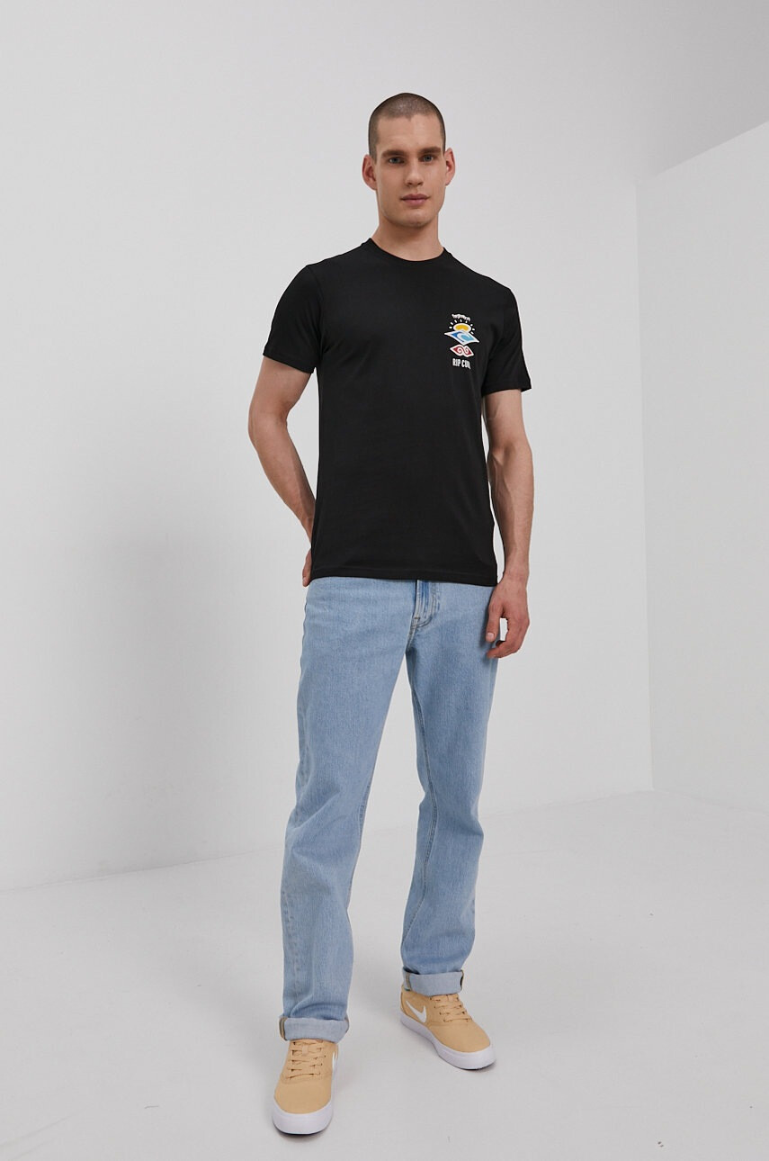 Rip Curl Тениска мъжка в черно с принт - Pepit.bg