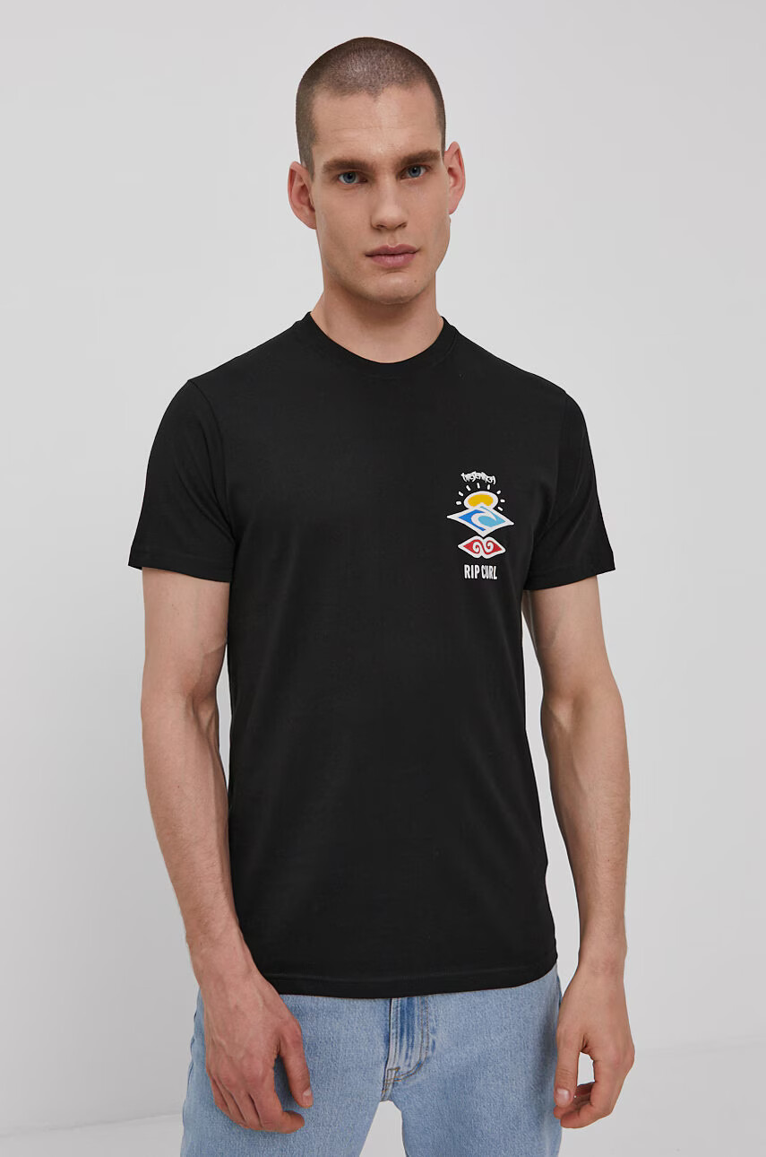 Rip Curl Тениска мъжка в черно с принт - Pepit.bg