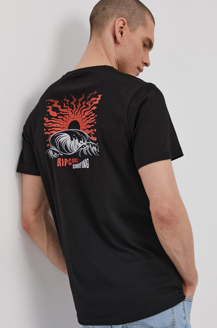 Rip Curl Тениска мъжка в черно с принт - Pepit.bg