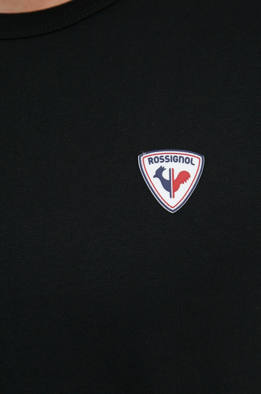 Rossignol Памучна тениска в черно с апликация - Pepit.bg