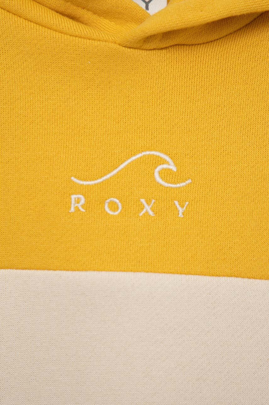 Roxy Детски суичър в жълто с качулка с десен - Pepit.bg
