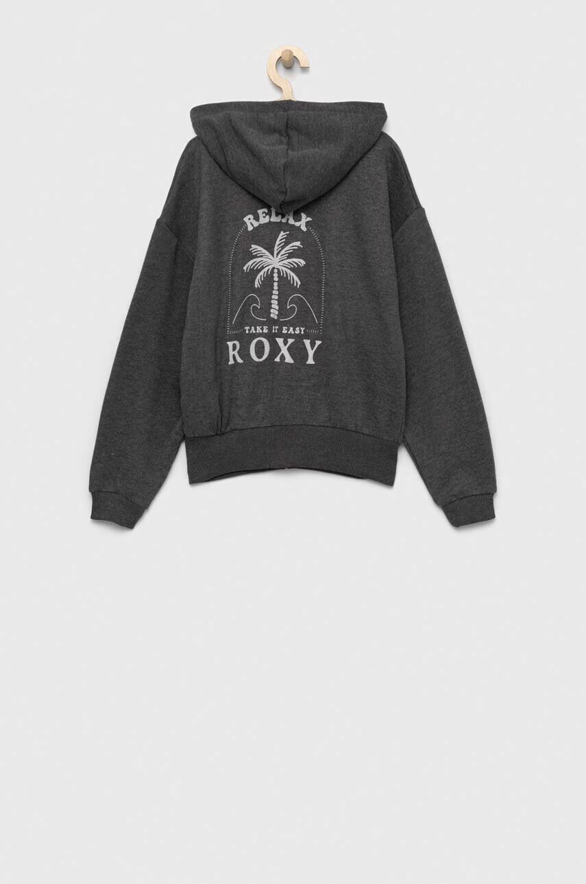 Roxy Детски суичър в сиво с качулка с изчистен дизайн - Pepit.bg