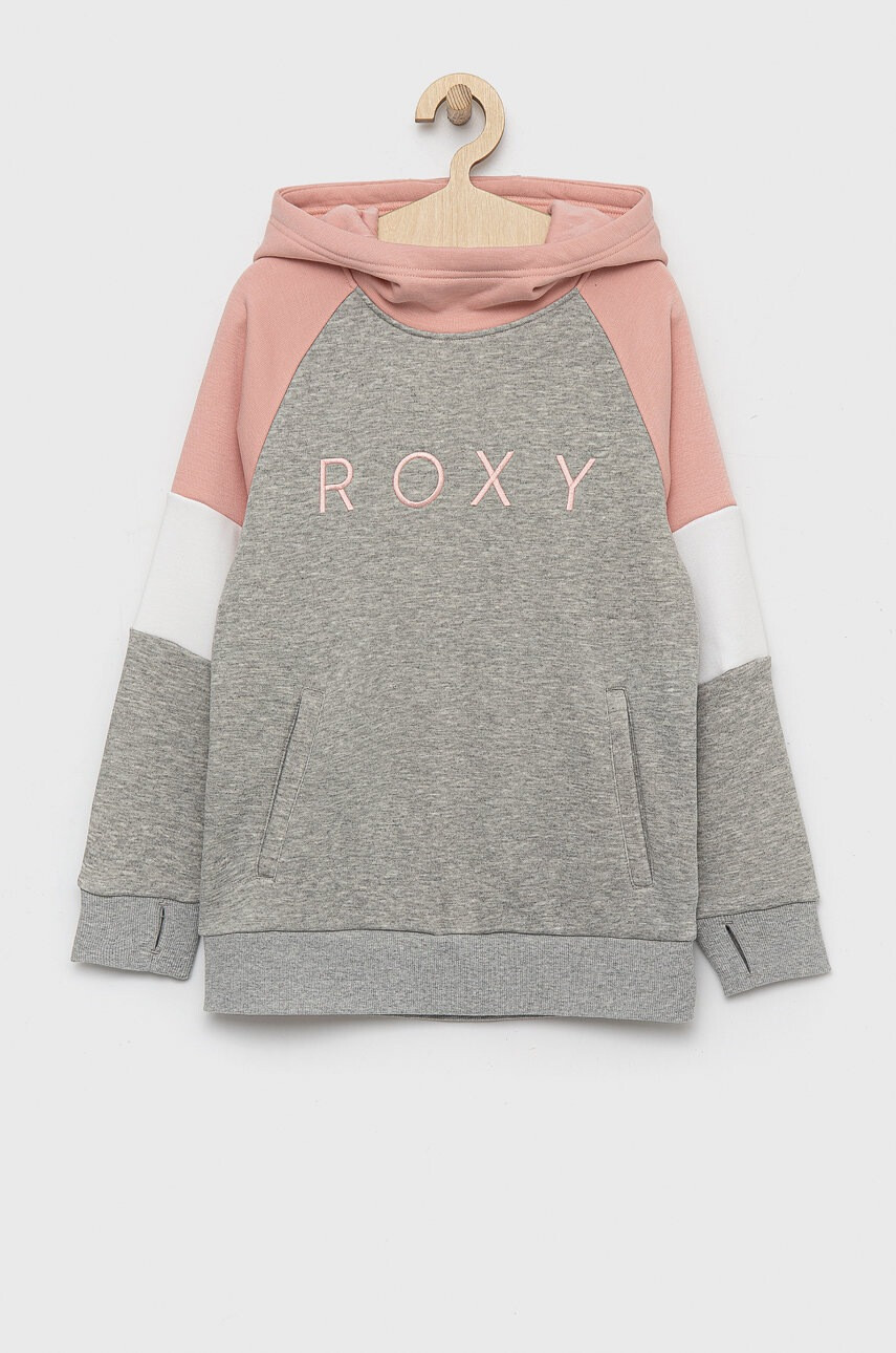 Roxy Детски суичър в сиво с качулка с десен - Pepit.bg