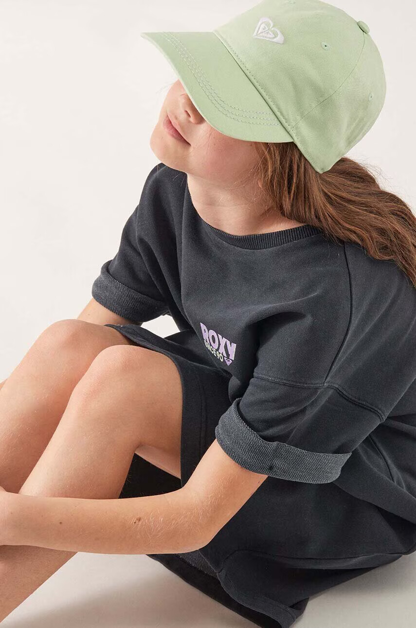 Roxy Памучна шапка с козирка в зелено с апликация - Pepit.bg