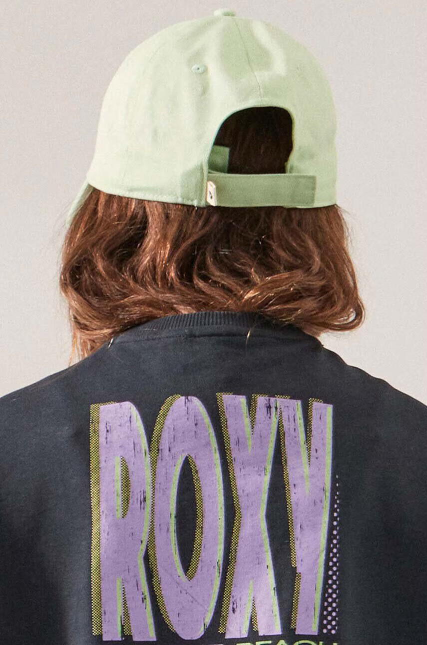 Roxy Памучна шапка с козирка в зелено с апликация - Pepit.bg