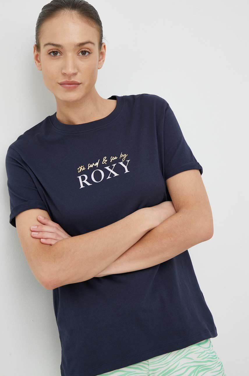 Roxy Памучна тениска в тъмносиньо - Pepit.bg