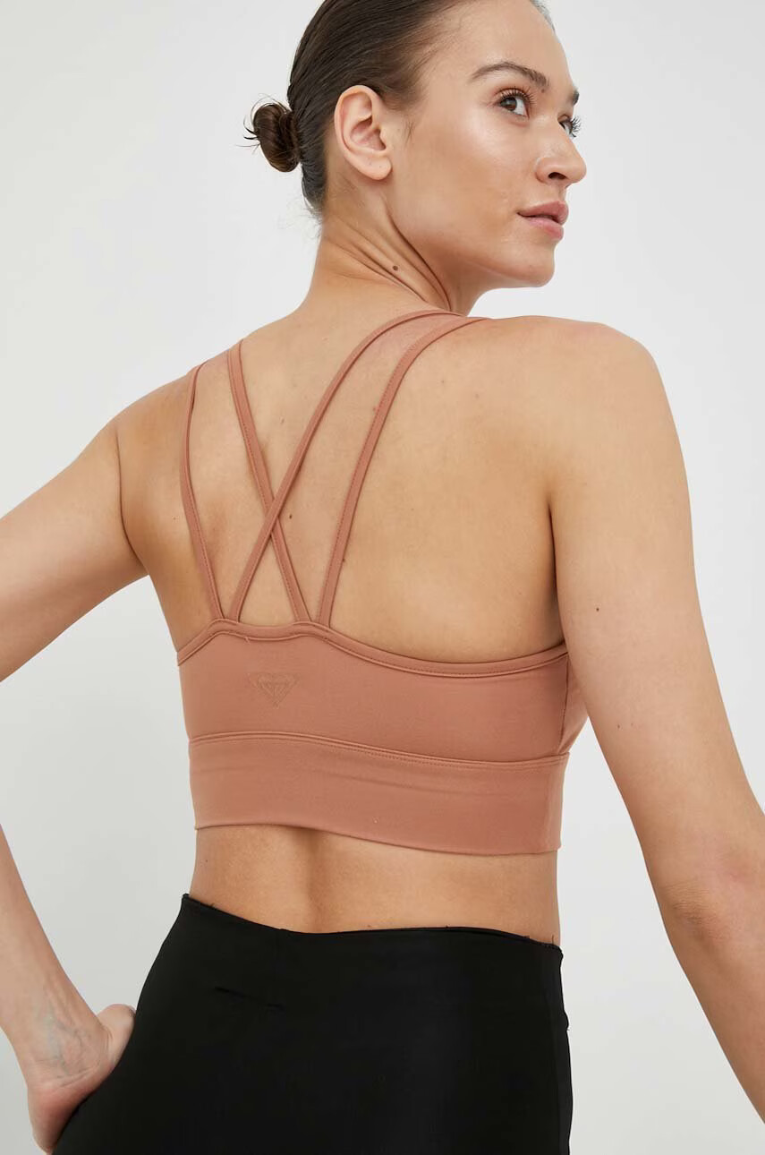 Roxy Спортен сутиен Heart Into It в кафяво с изчистен дизайн - Pepit.bg